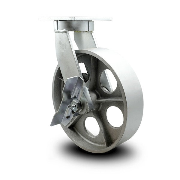 Service Caster 12 Inch Extra Heavy Duty Semi Steel Cast Iron Wheel Swivel Caster with Brake SCC SCC-KP92S1230-SSR-SLB - main
